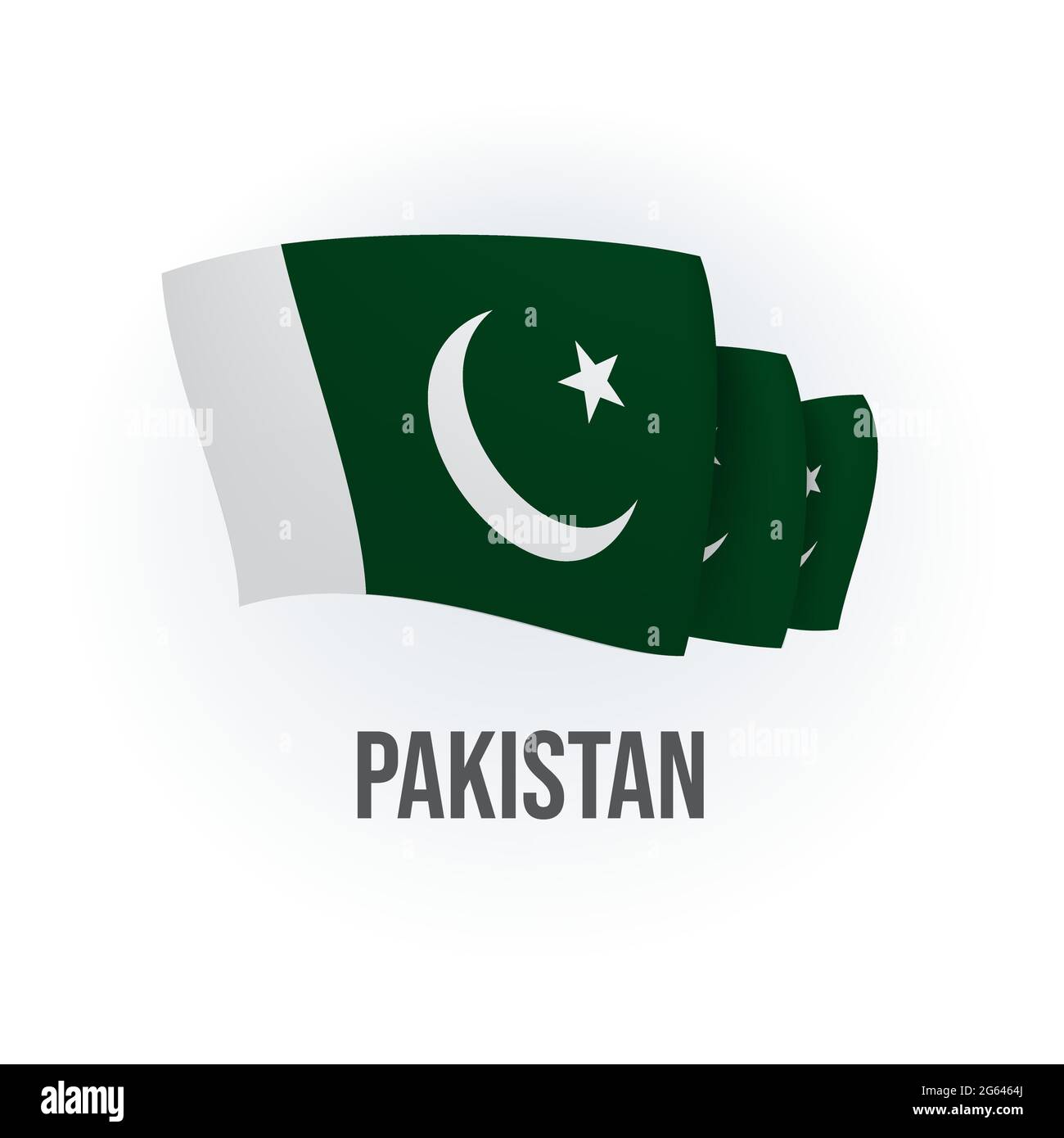 Vektor-Flagge von Pakistan. Pakistanische Flagge winkt. Vektorgrafik. Stock Vektor