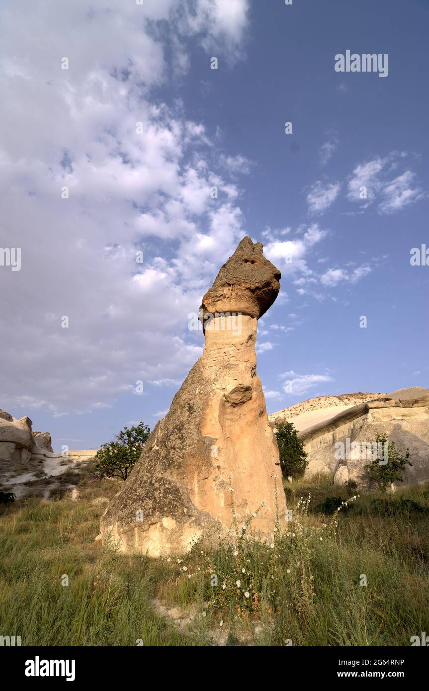 Wahrzeichen der Natur in der Türkei der Feenkamin ist eine vulkanische Felsformation in Kappadokien bei Zelve Stockfoto