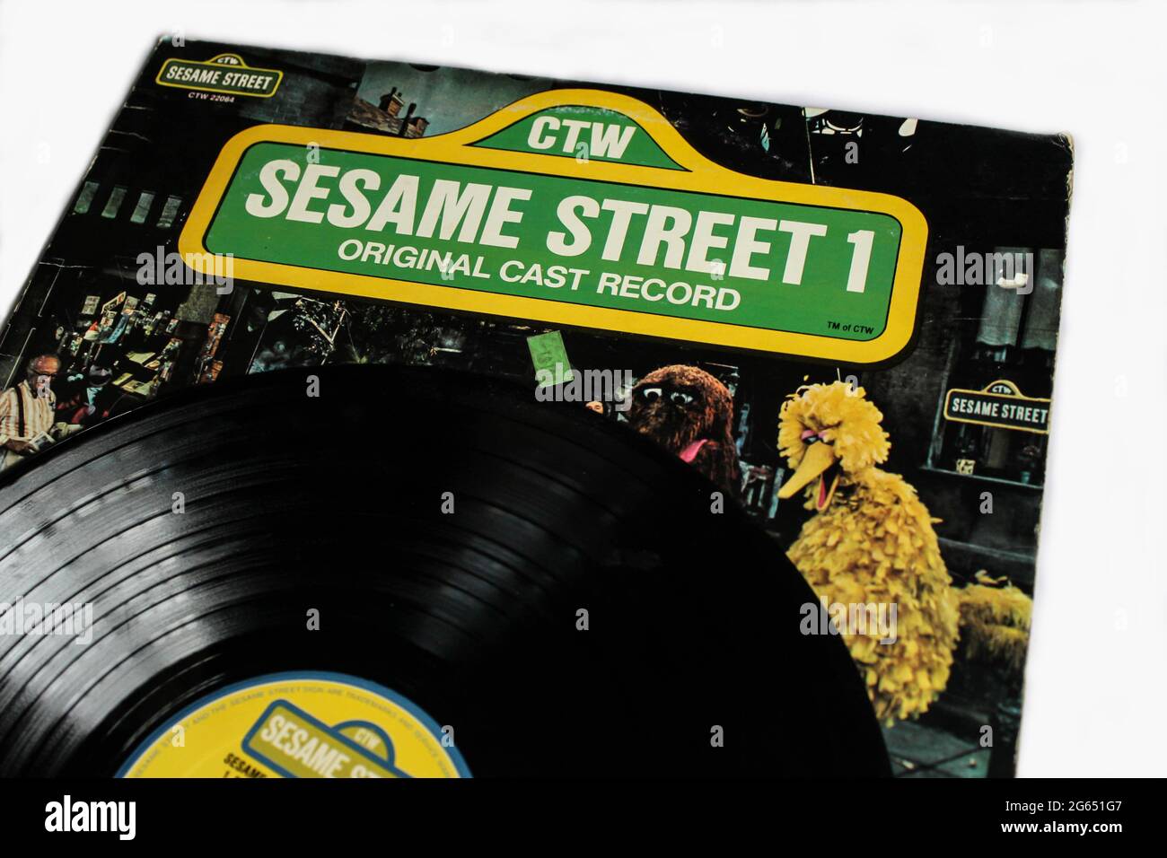 Der Sesamstraße-Buchrekord: Originalbesetzung von 1974. Album auf Vinyl. Albumcover Stockfoto