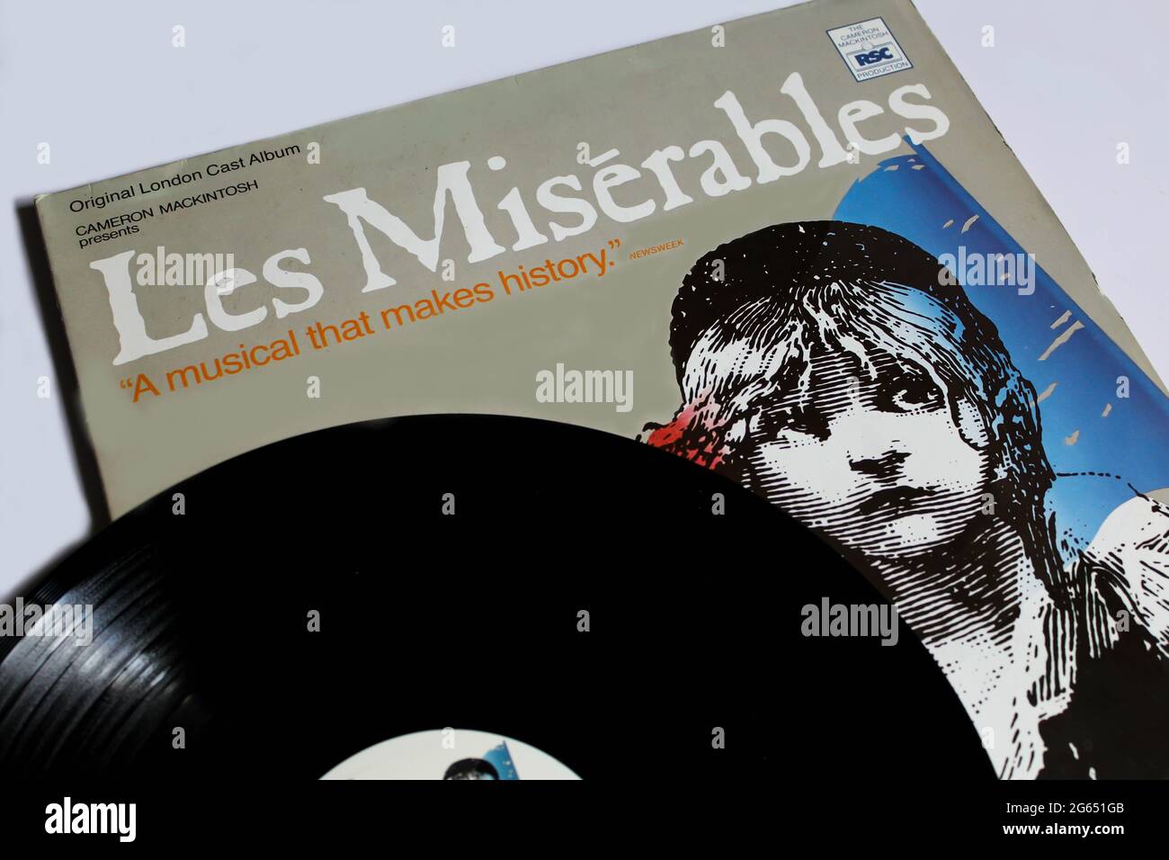 Les Misérables musikalisches, original Londoner Cast-Album, produziert von Cameron Mackintosh. Soundtrack auf Vinyl Schallplatte LP Album. Albumcover Stockfoto