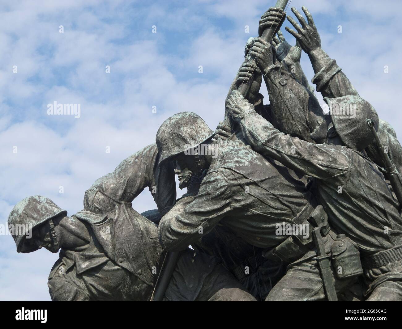 Eine Nahaufnahme von Iwo Jima Memorial. Stockfoto