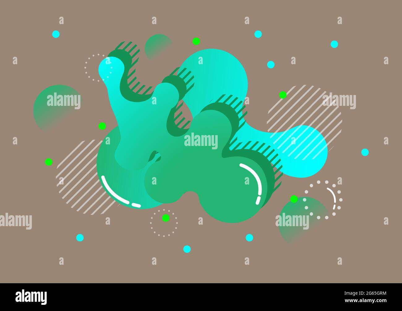 Grüner und blauer geometrischer Hintergrund. Flüssige Formen Zusammensetzung. Gradient Vector Art Illustrator Stock Vektor