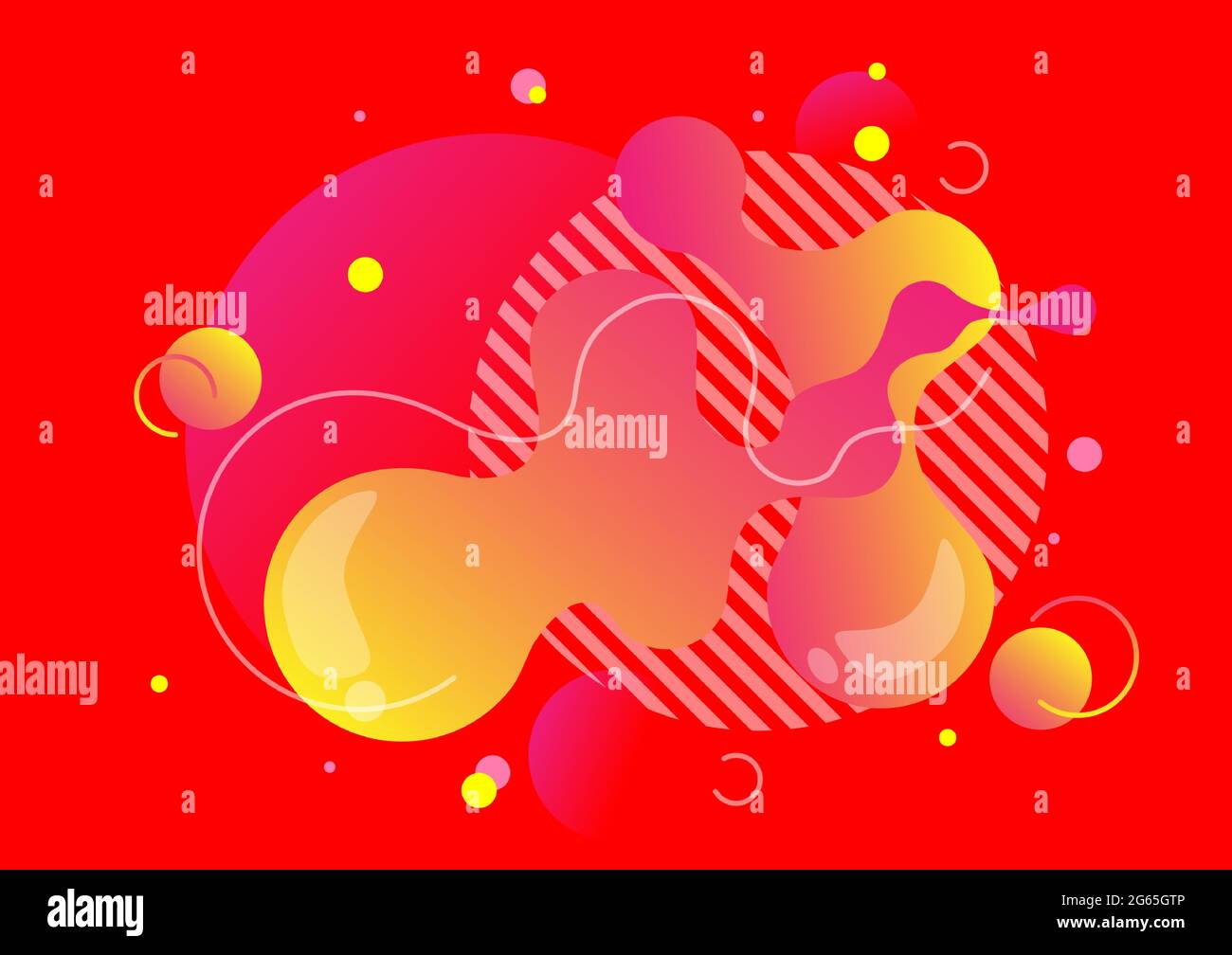 Gelber und rosafarbener geometrischer Hintergrund. Zusammensetzung der flüssigen Formen. Gradient Vector Art Illustrator Stock Vektor