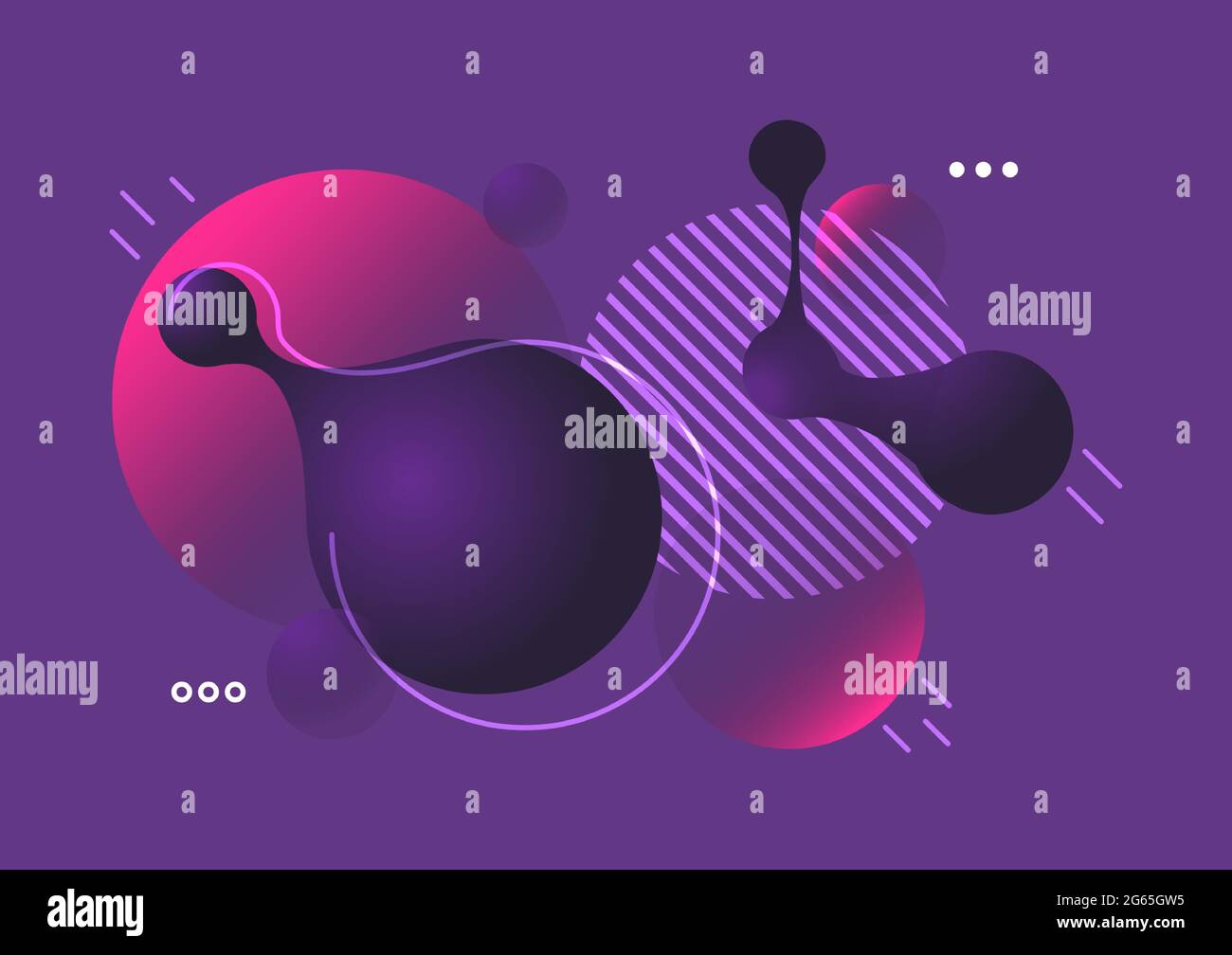 Geometrischer 3D-Hintergrund in Violett. Zusammensetzung der flüssigen Formen. Gradient Vector Art Illustrator Stock Vektor