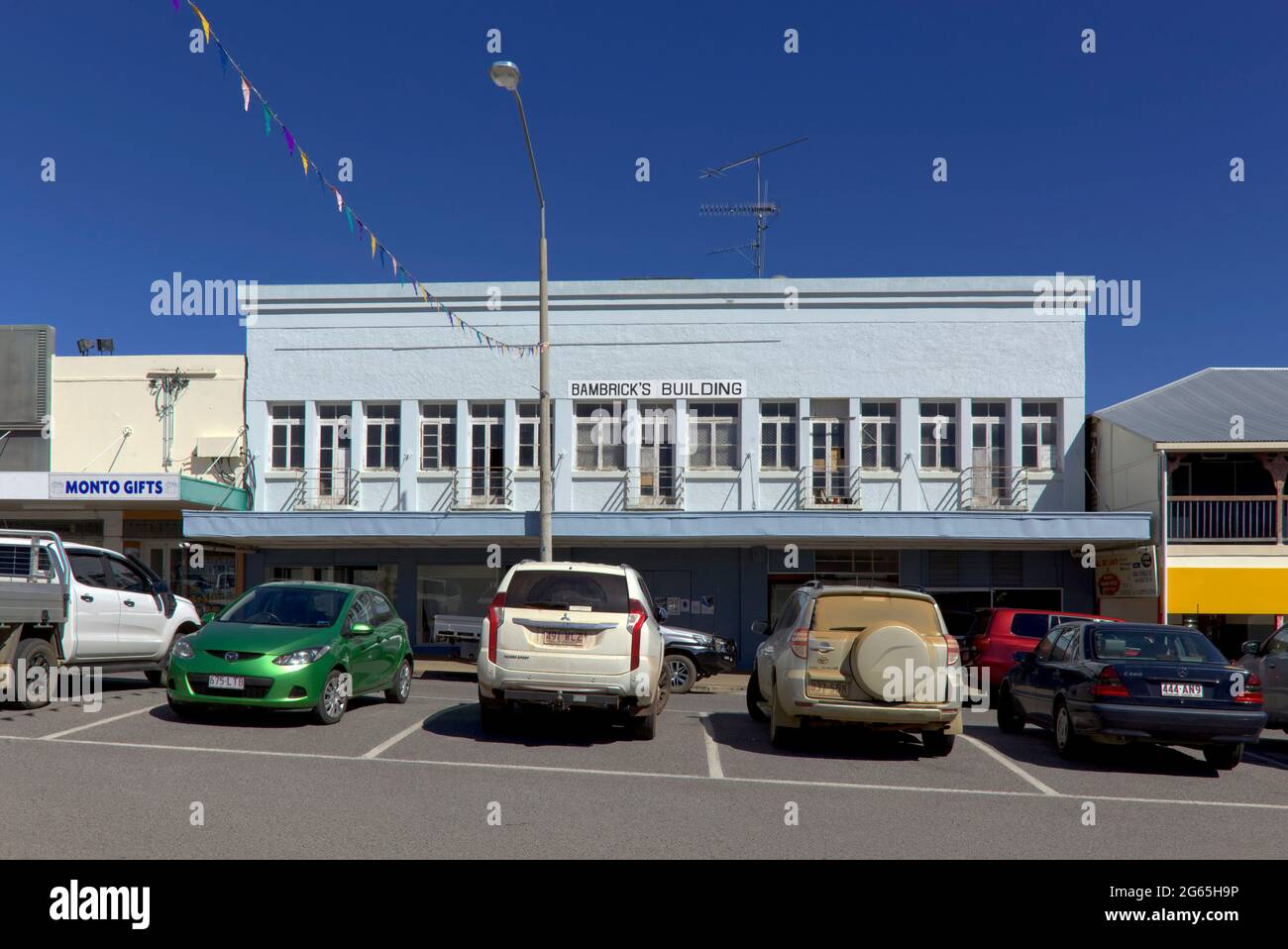 Bambricks Building in der Newton Street Monto North Burnett Region Queensland Australien Stockfoto