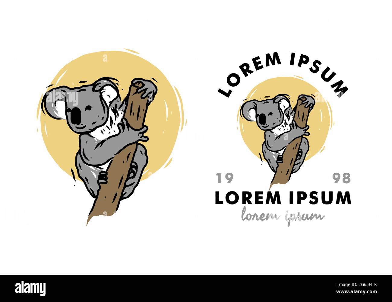 koala auf einem Log Illustration Zeichnung Design Stock Vektor