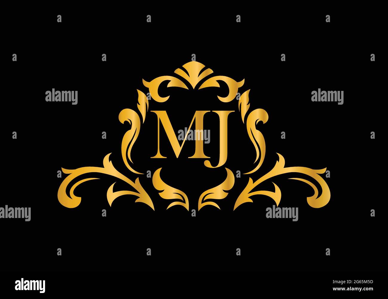 Luxus-Buchstaben MJ. Goldenes Blumenalphabet . Monogram Initialen perfekt für Hochzeitseinladungen, Grußkarte, Logo und anderes Design. Stock Vektor