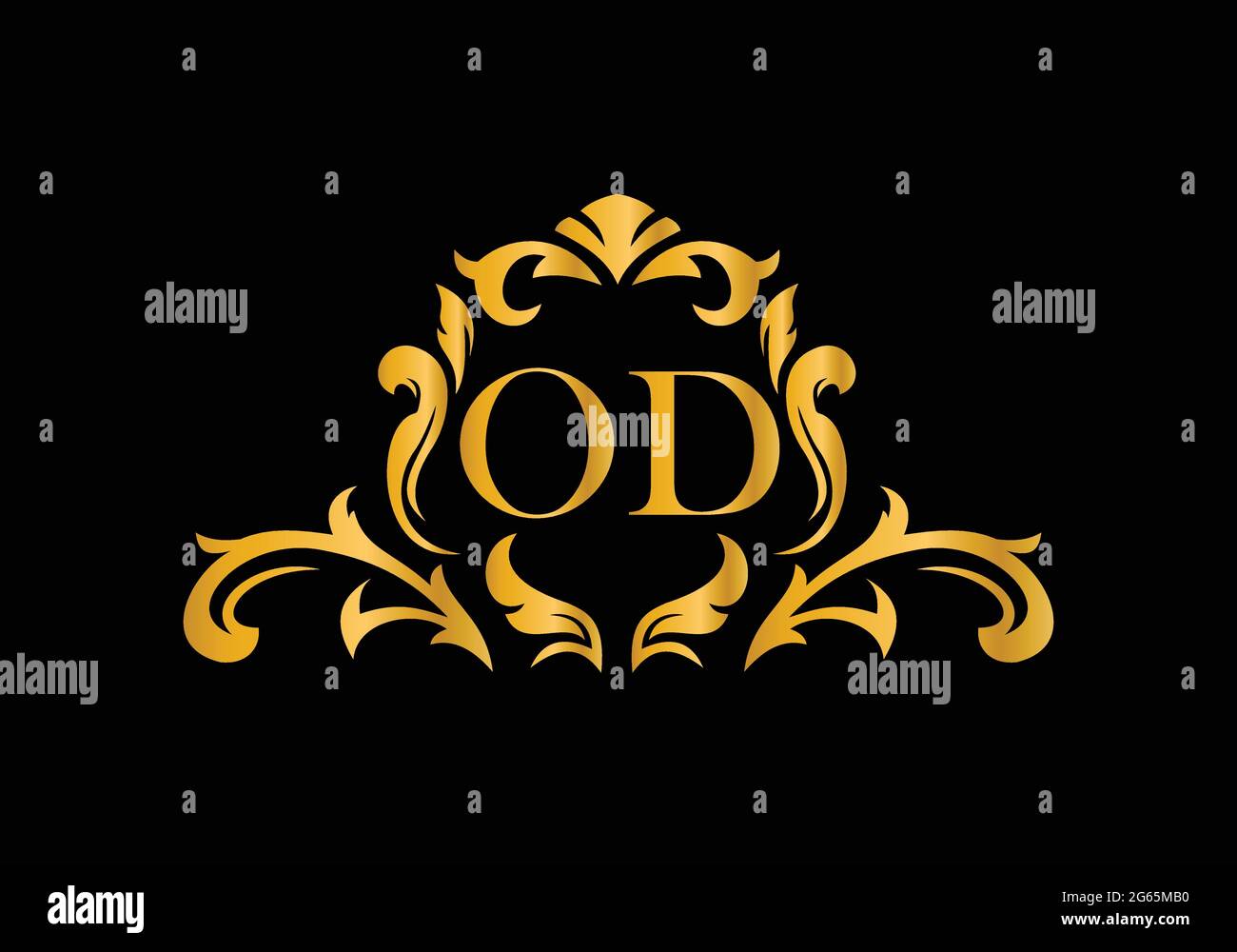 Luxus Alphabet Buchstaben OD. Goldenes Blumenalphabet . Monogram Initialen perfekt für Hochzeitseinladungen, Grußkarte, Logo und anderes Design. Stock Vektor