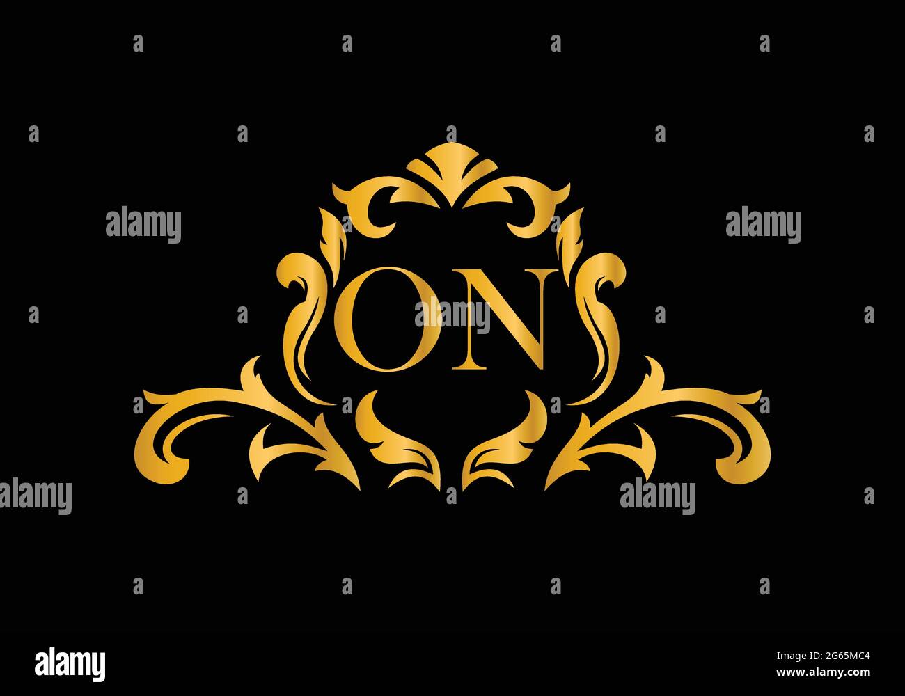 Luxus-Buchstaben AUF. Goldenes Blumenalphabet . Monogram Initialen perfekt für Hochzeitseinladungen, Grußkarte, Logo und anderes Design. Stock Vektor