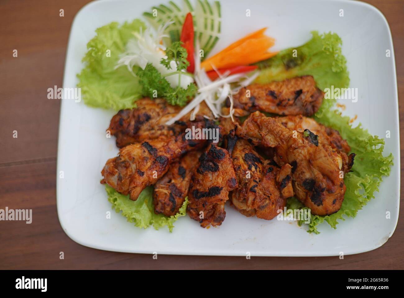 Köstlicher Indonesischer Charcoal Chicken Reis Stockfoto