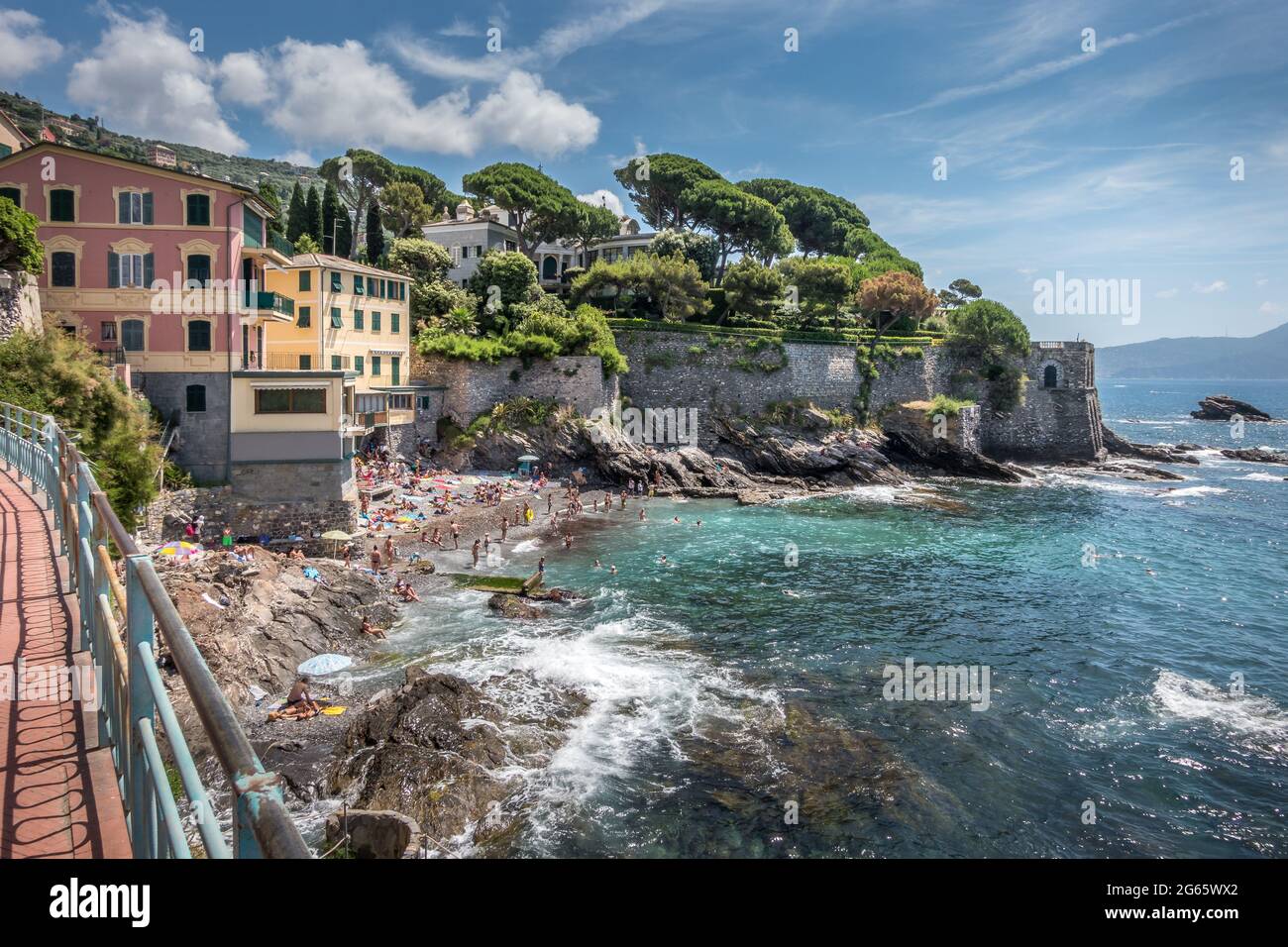 Die Promenade von Nervi in Genua, Italien. Stockfoto