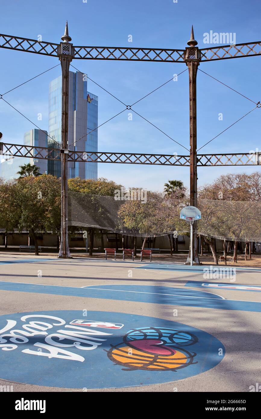 Barcelona, Basketballplatz Stockfoto