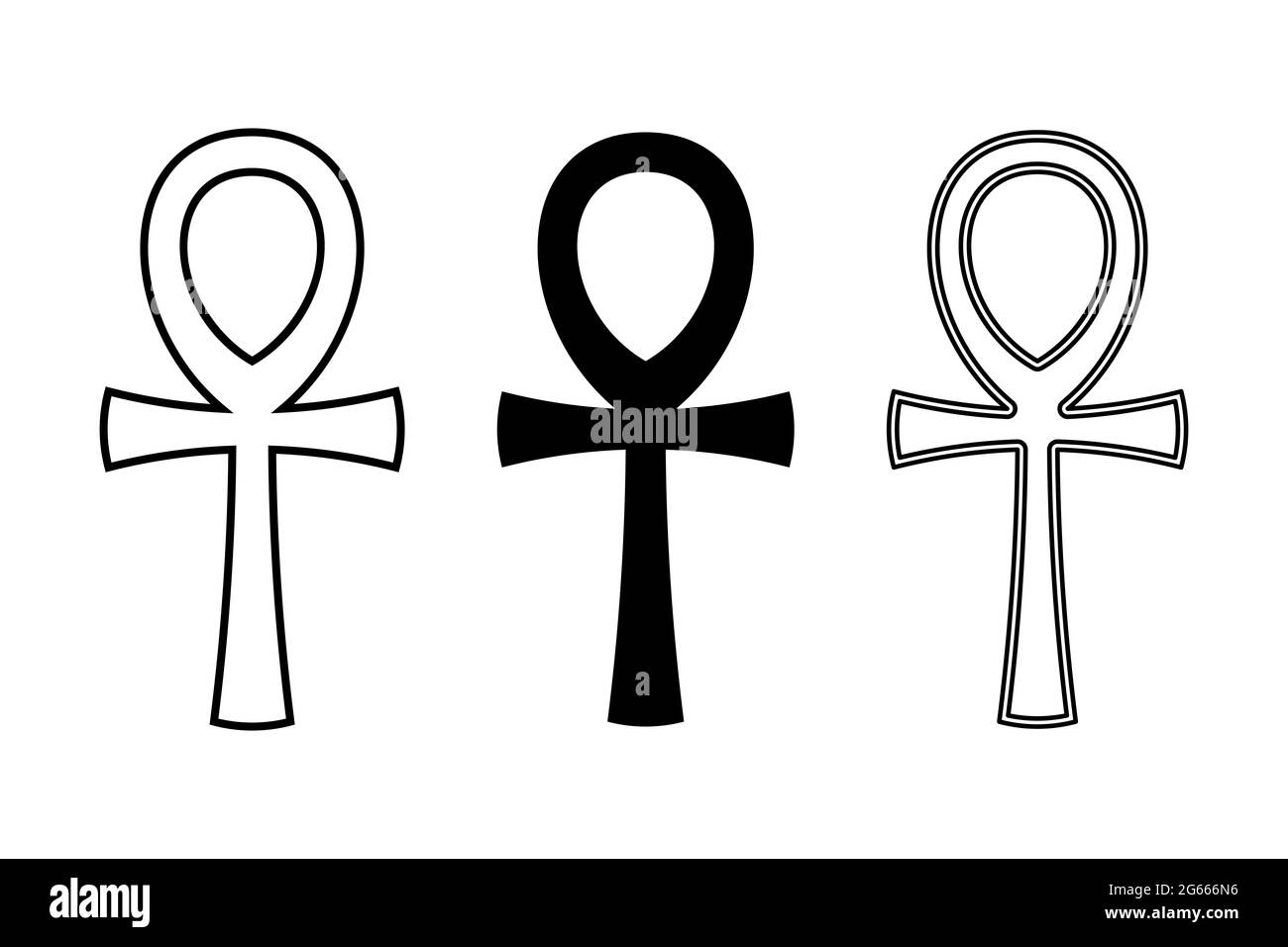 Drei ankh-Symbole. Auch Schlüssel des Lebens genannt, ein Kreuz mit Griff, ein altägyptisches hieroglyphisches Symbol der Götter und Pharaonen, das Leben darstellt. Stockfoto