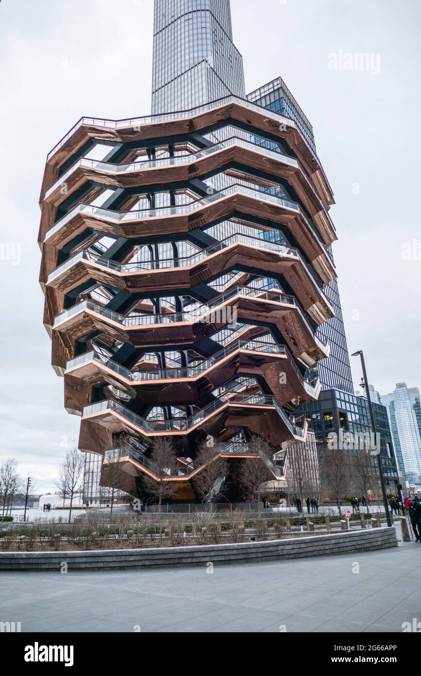 New York, USA, 28. Januar 2020: Das Schiff ist eine Struktur und Attraktion für Besucher. Gebaut nach Plänen des britischen Designers Thomas Heatherwick, t Stockfoto