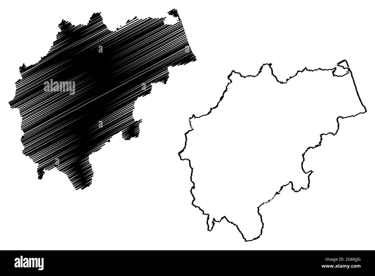 Macerata Provinz (Italien, Italienische Republik, Marken oder die Marken Region) Karte Vektordarstellung, scribble Skizze Provinz Macerata Karte Stock Vektor