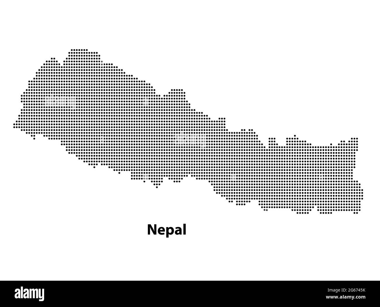 Vektor Halbton gepunktete Karte von Nepal Land für Ihr Design, Travel Illustration Konzept. Stock Vektor