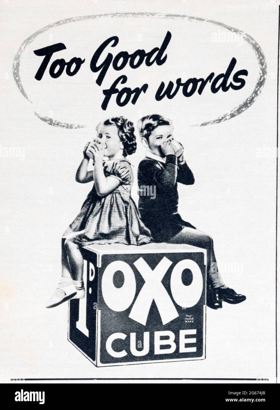 Eine Zeitschriftenanzeige aus den 1950er Jahren für Oxo Stock Cubes. Stockfoto