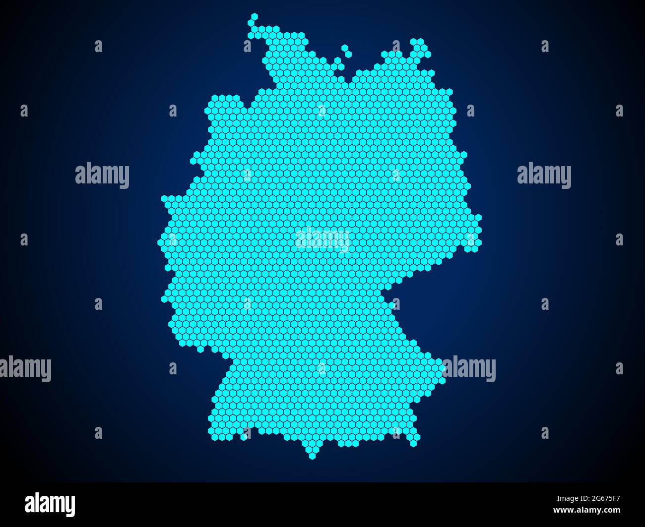 Honigkamm oder Hexagon strukturierte Karte von Deutschland Land isoliert auf dunkelblauem Hintergrund - Vektor-Illustration Stock Vektor