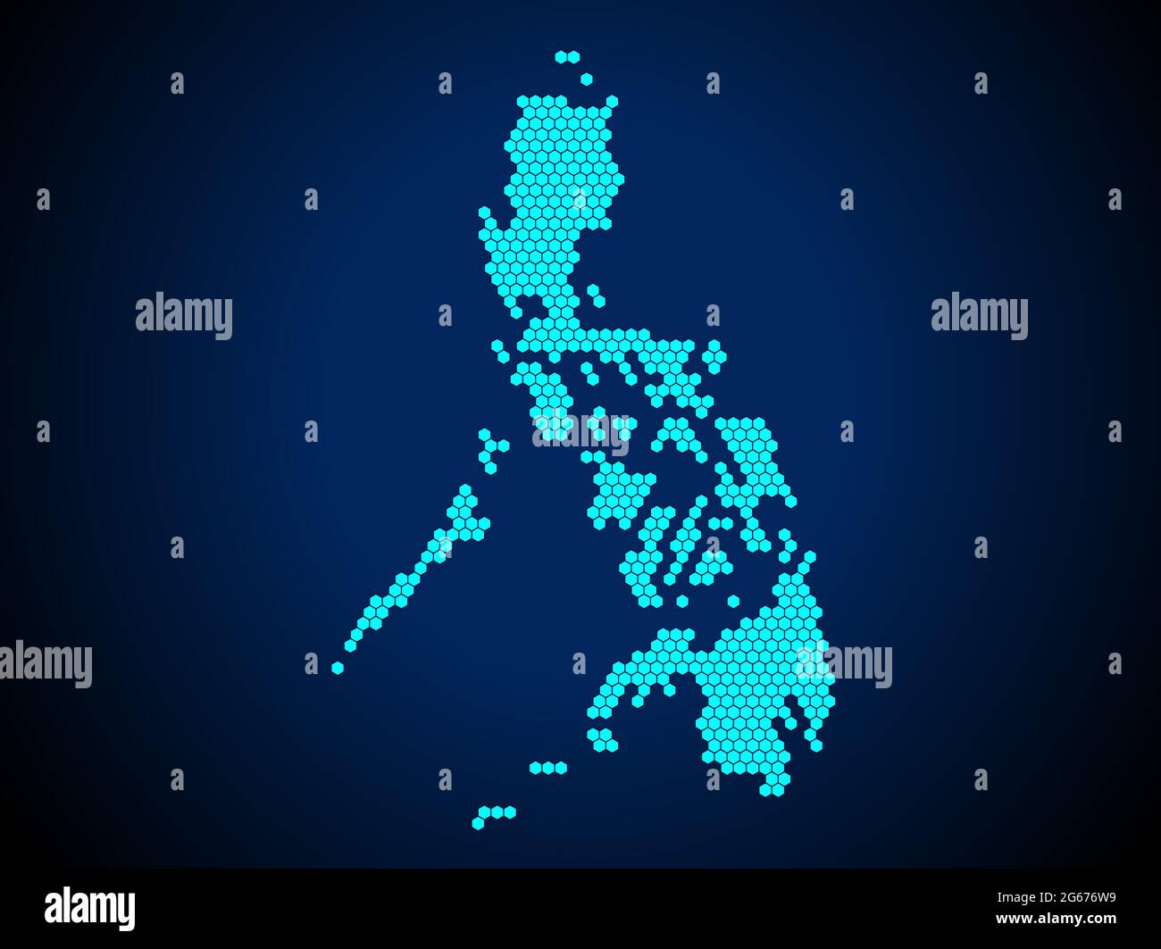 Honigkamm oder Hexagon strukturierte Karte von Philippinen Land isoliert auf dunkelblauem Hintergrund - Vektor-Illustration Stock Vektor