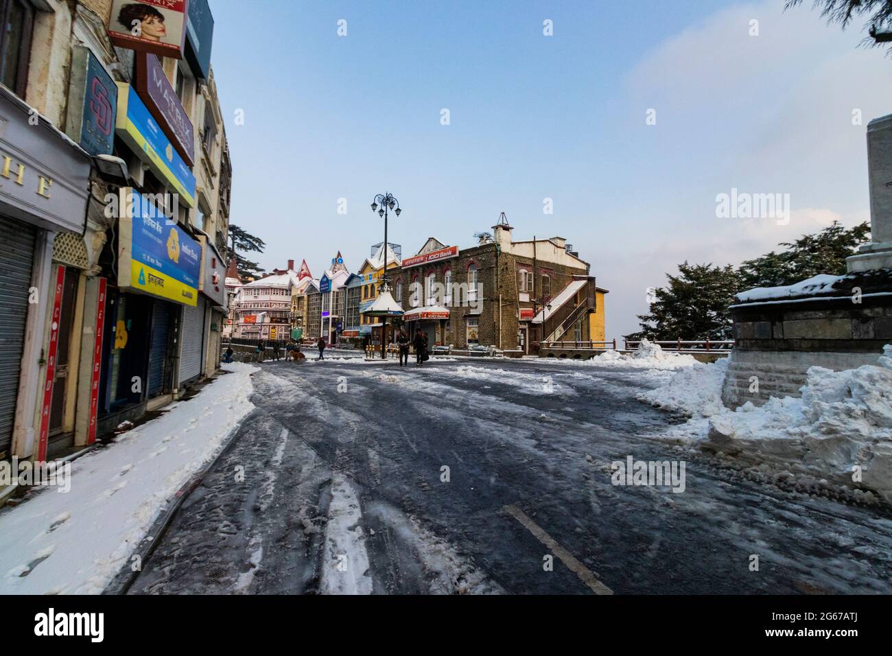 Neueste Ansichten von Schneefall in Shimla Stockfoto