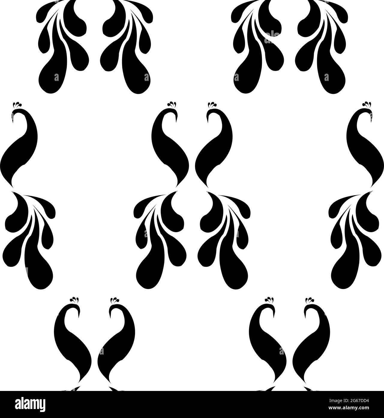 Schönes Pfau Design-Konzept mit Federn isoliert auf weißem Hintergrund ist in Nahtloses Muster Stock Vektor