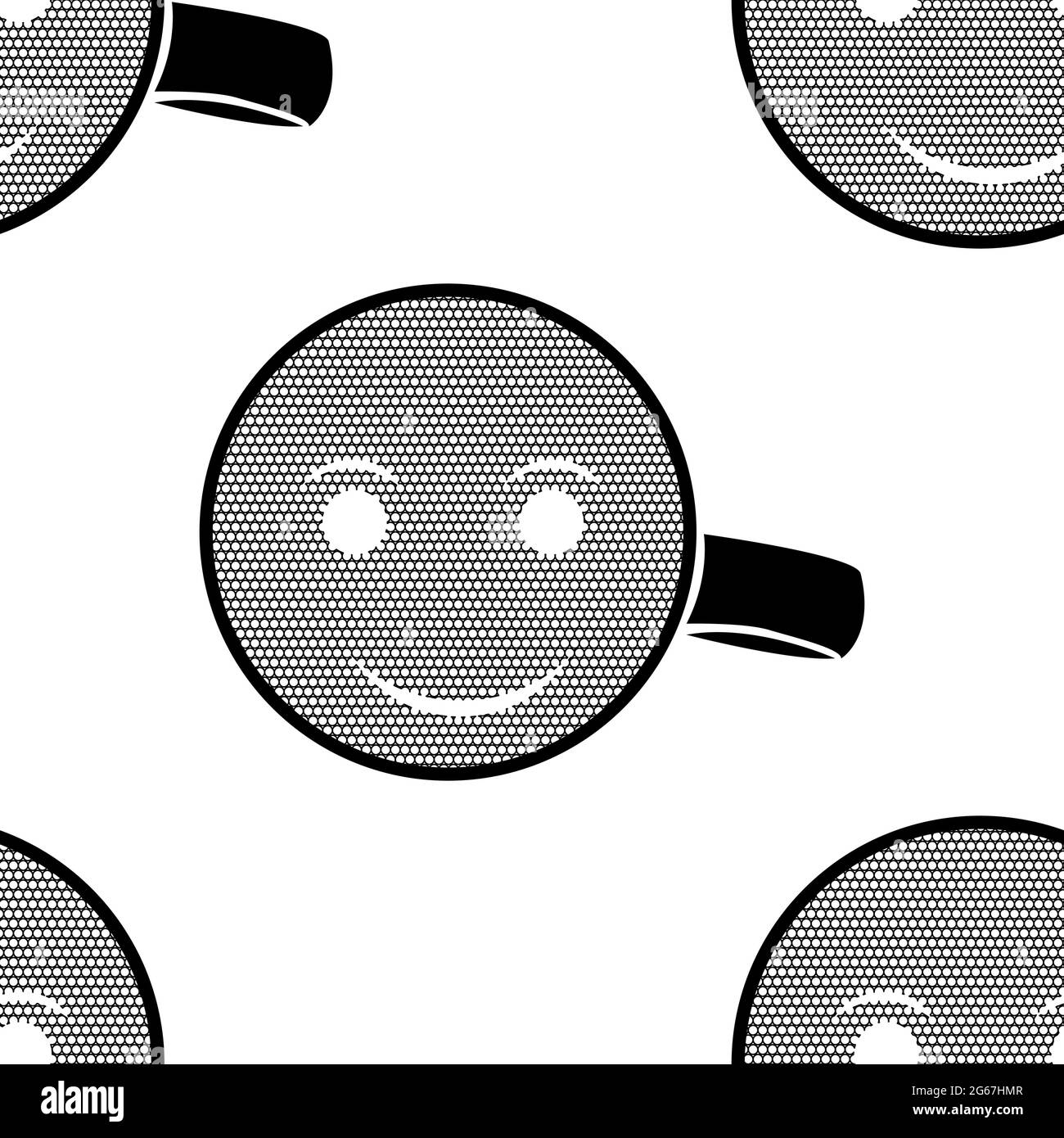 Niedliche Kaffee und Tee-Tasse, Cartoon Lächeln Gesicht blau Nahtloses Muster Hintergrund Stock Vektor