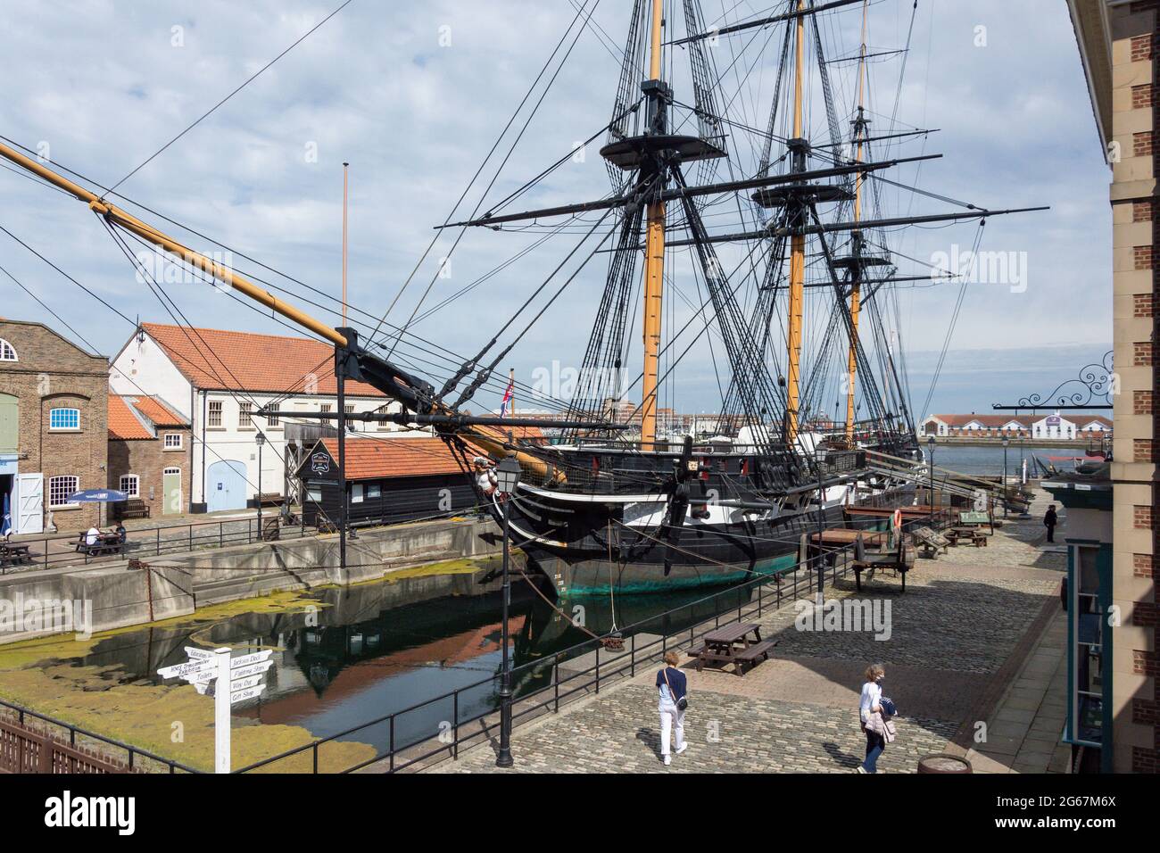 HMS Trincomalee Segelfrigate, das National Museum of the Royal Navy Hartlepool, Jackson Dock, Hartlepool, County Durham, England, Vereinigtes Königreich Stockfoto