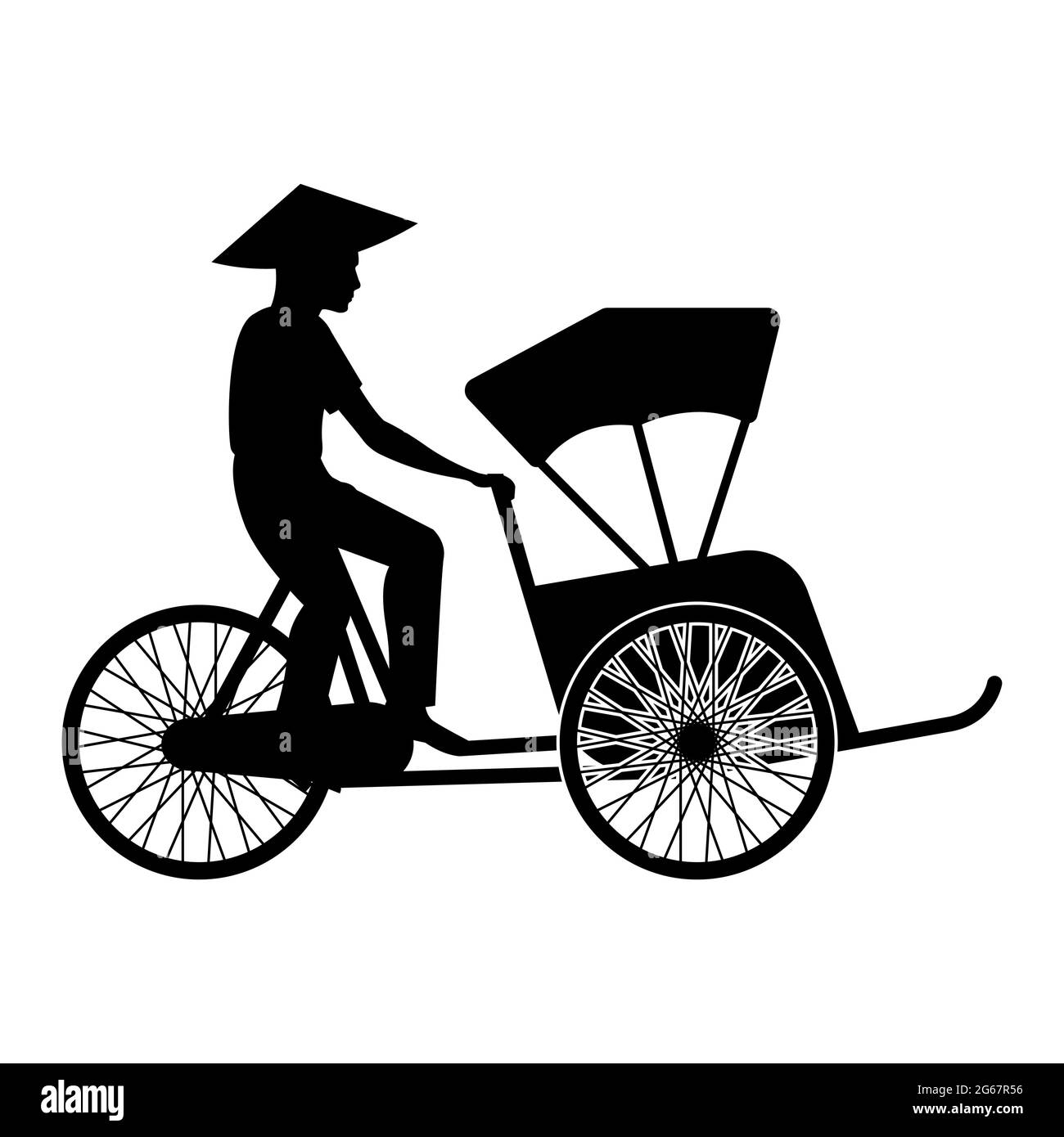 Silhouette Design von vietnamesischen Mann Fahrt Taxi, Vektor-Illustration Stock Vektor