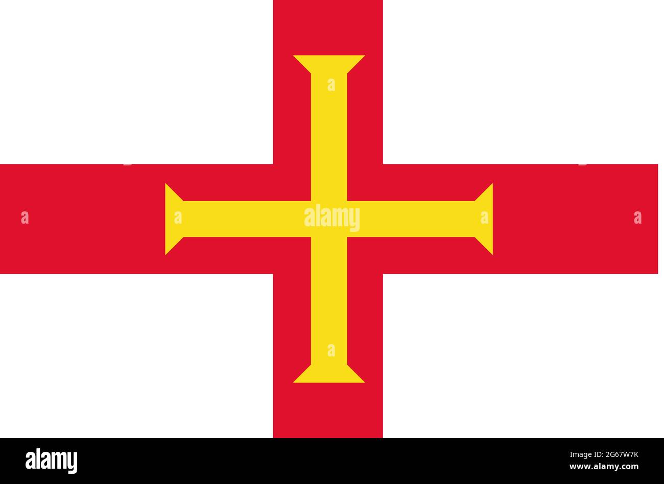 Realistische Vektorflagge der Guernsey-Inseln. Eine Insel im Ärmelkanal, Teil der Kanalinseln. Wird für Reisebüros, Geschichtsbücher, Stock Vektor