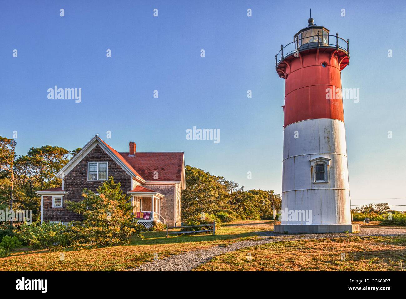 Nauset Light in der Cape Cod National Seashore in Eastham, Massachusetts Stockfoto