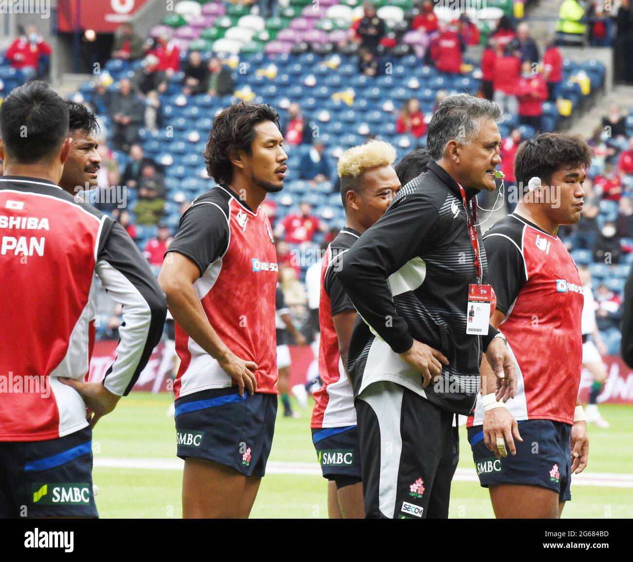 BT Murrayfield .Edinburgh.Schottland Großbritannien. 26. Juni-21 1888 Cup-Spiel zwischen den britischen und irischen Löwen und Japan im Bild Japan Head Coach Jamie Joseph. Stockfoto