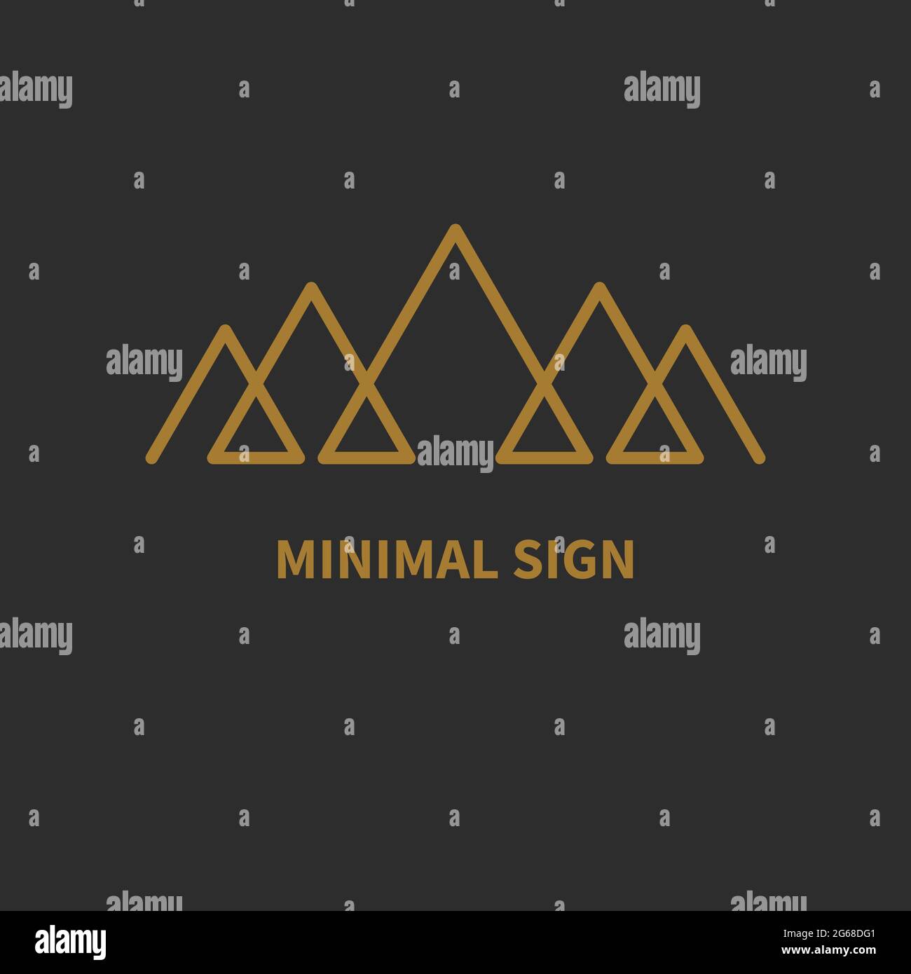Symbol für minimale Montains-Linie. Geometrisches lineares Montains-Logo. Einfaches Naturzeichen. Symbol für Tourismus Stock Vektor