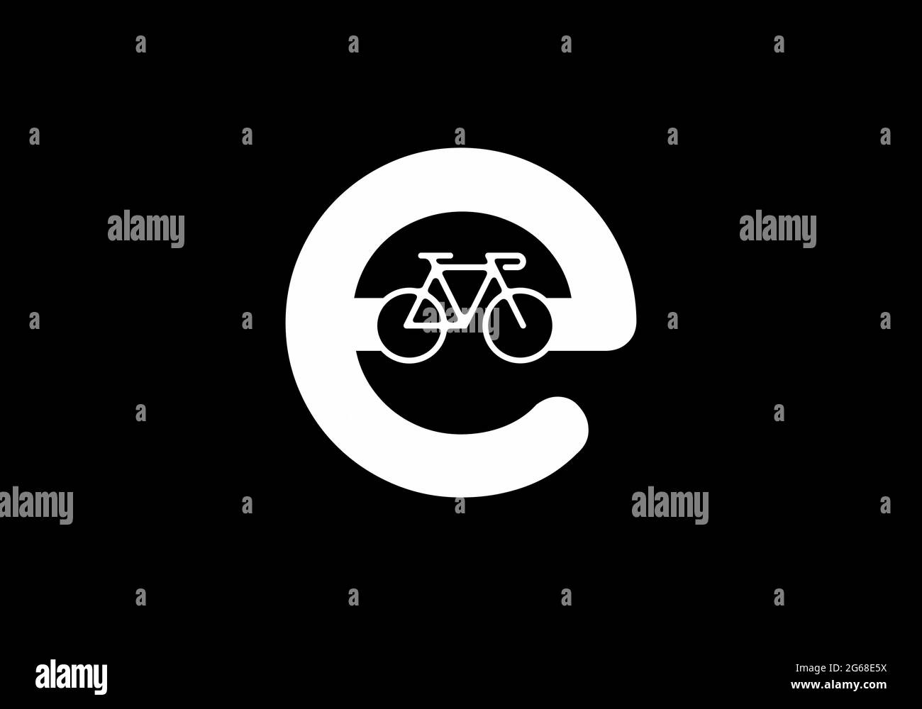 Weiße schwarze Farbe des Anfangsbuchstabens mit Fahrrad Stock Vektor