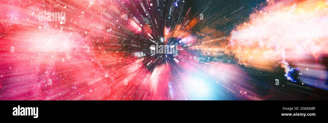 Panorama-Ansicht Warp Space , Abstrakt von Warp oder Hyperspace Bewegung Stern Spur. Elemente dieses Bildes, die von der NASA eingerichtet wurden Stockfoto