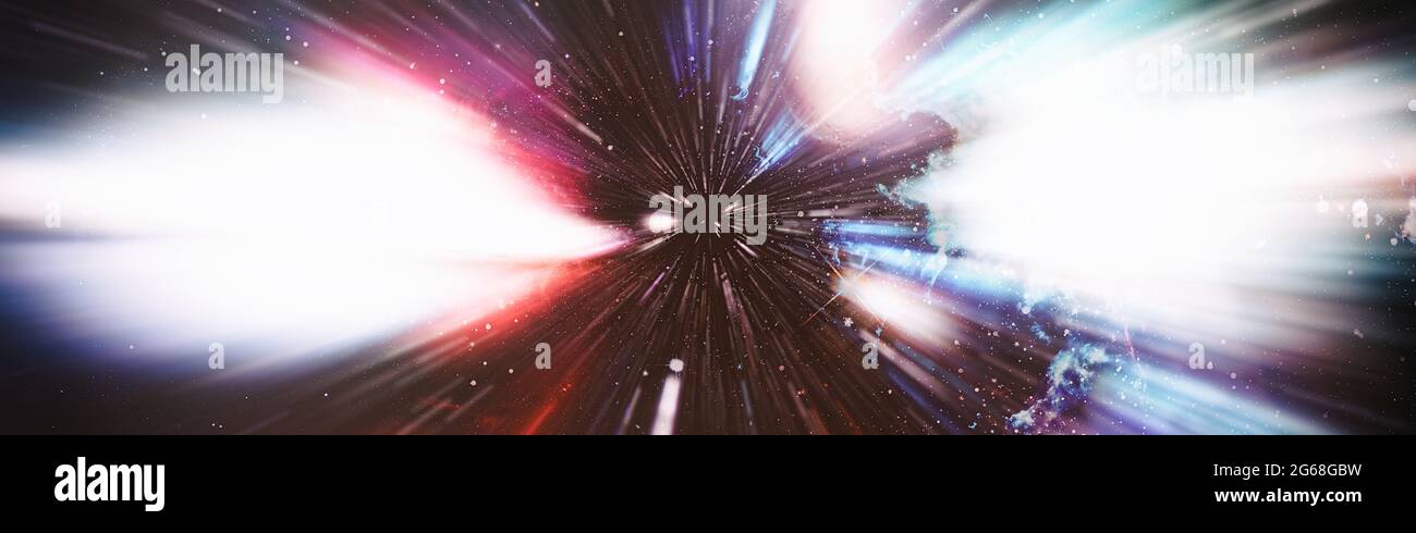 Panorama-Ansicht Warp Space , Abstrakt von Warp oder Hyperspace Bewegung Stern Spur. Elemente dieses Bildes, die von der NASA eingerichtet wurden Stockfoto
