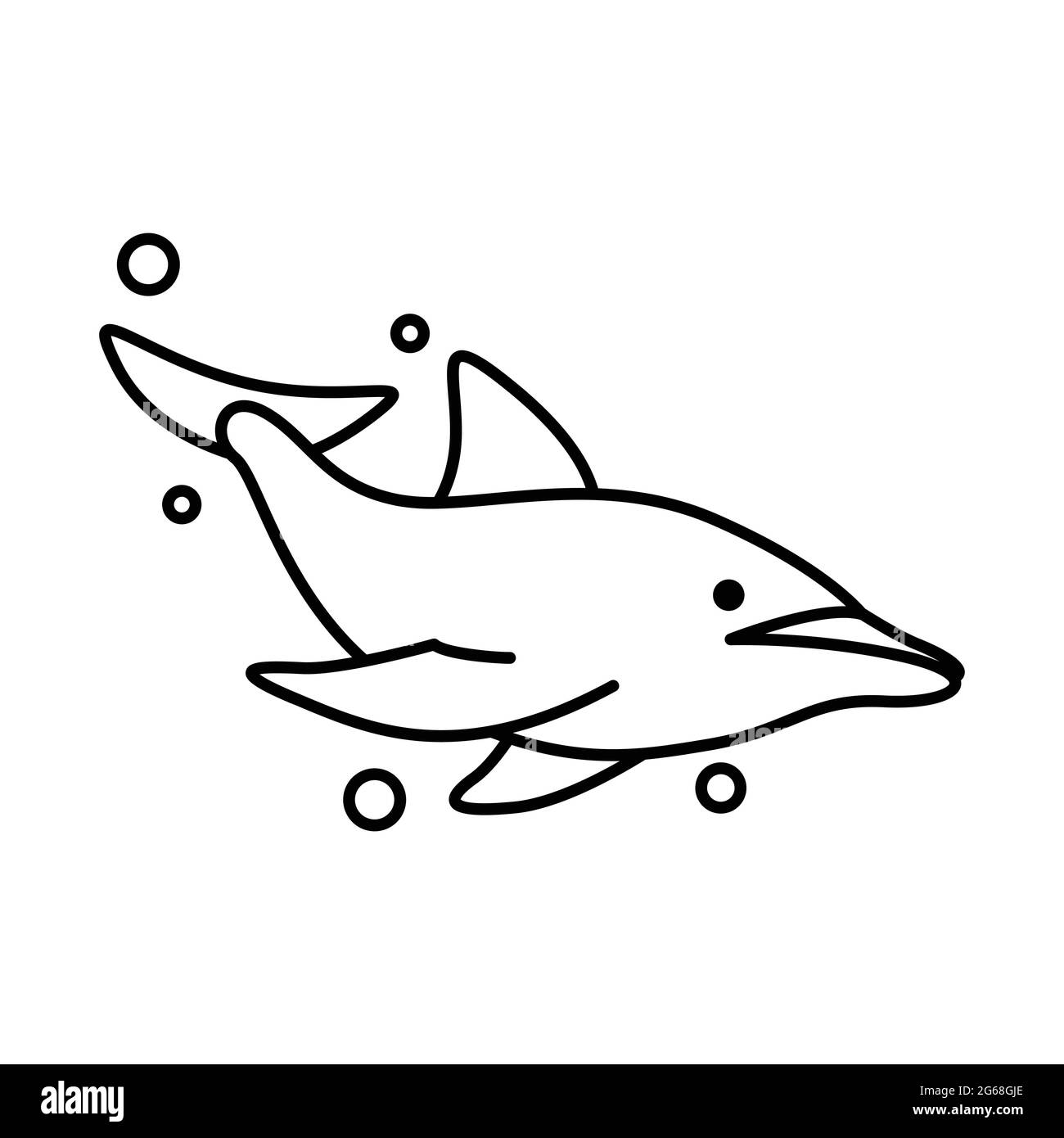 Linienkunst Vektor Illustration eines Delphins Stock Vektor
