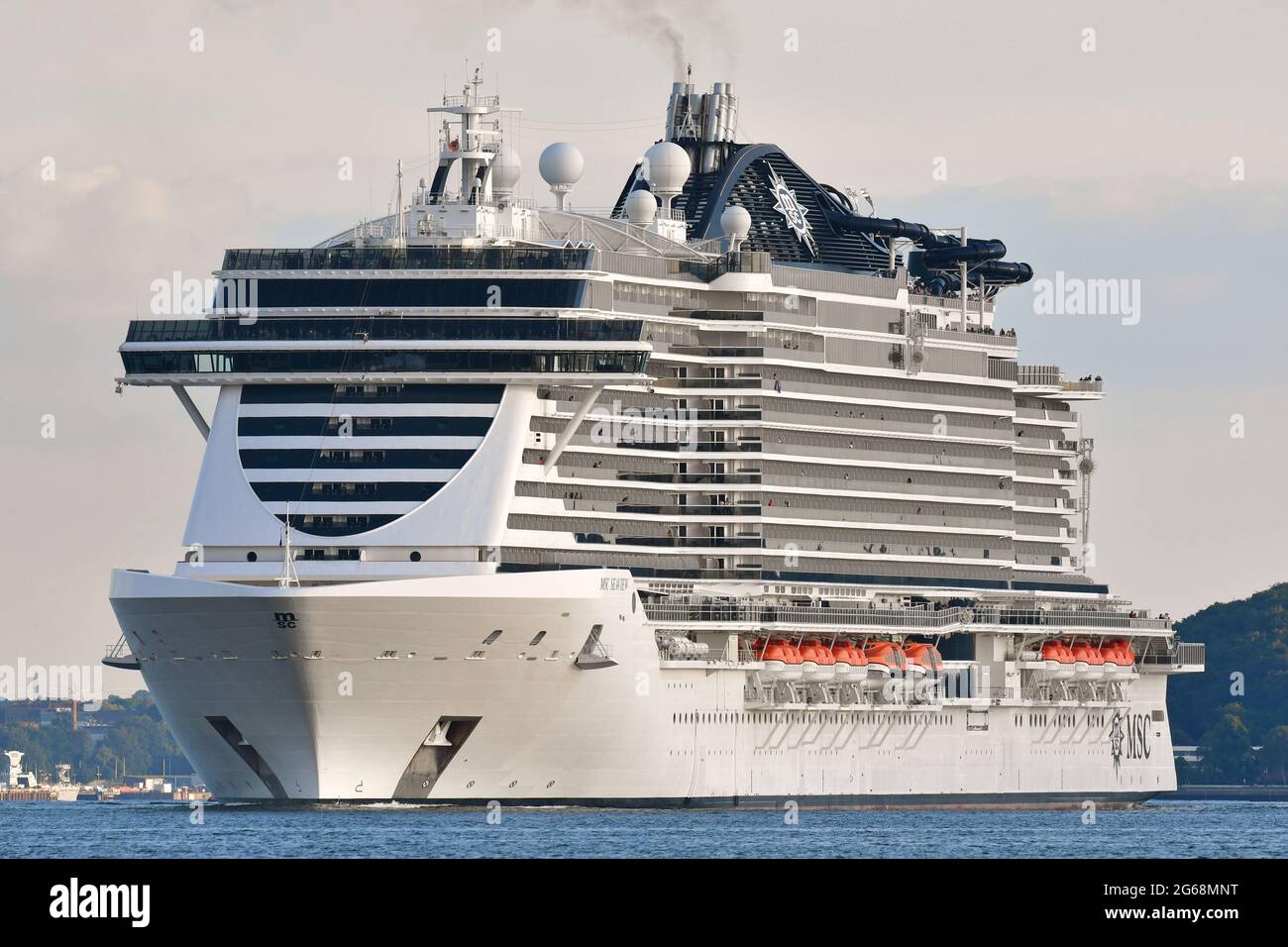 MSC Seaview ist in der Saison 2021 die erste ostsee-Kreuzfahrt vom Hafen Kiel aus. Stockfoto