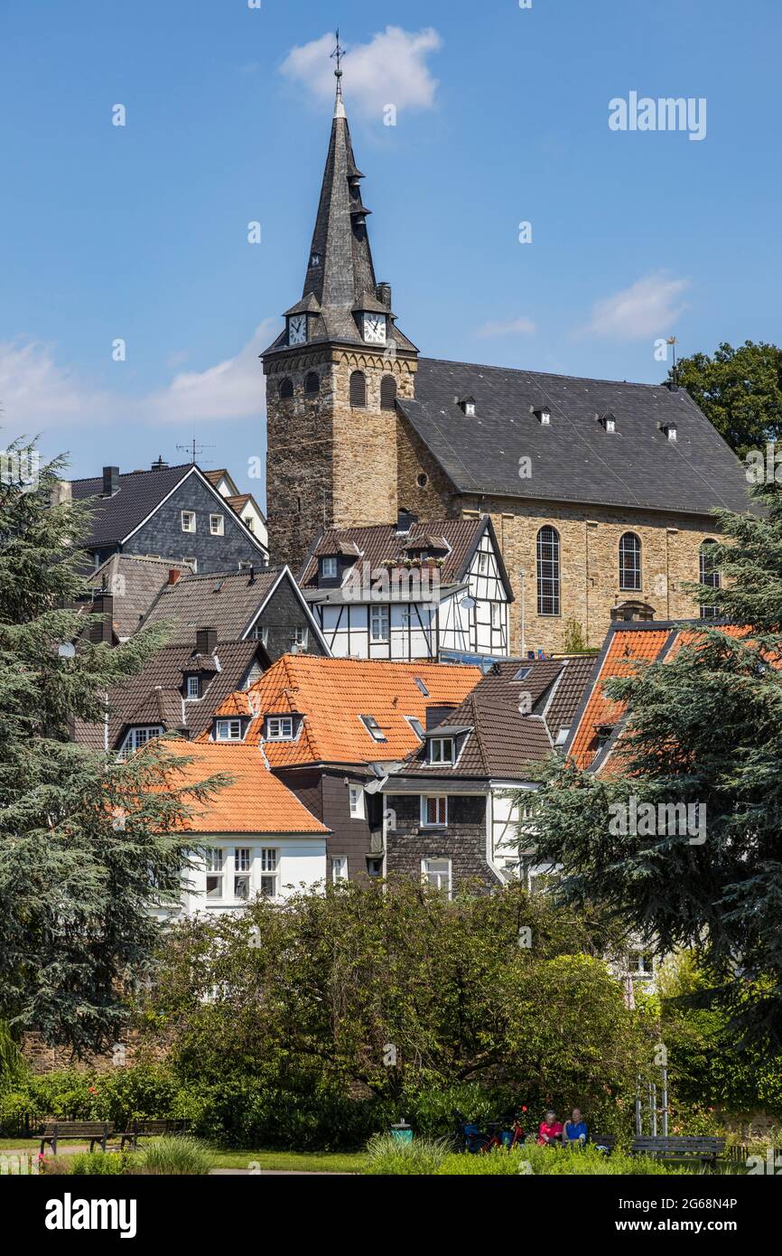 Blick in die Altstadt mit Marktkirche, Kettwig, Essen, Ruhrgebiet, Nordrhein-Westfalen, Deutschland Stockfoto