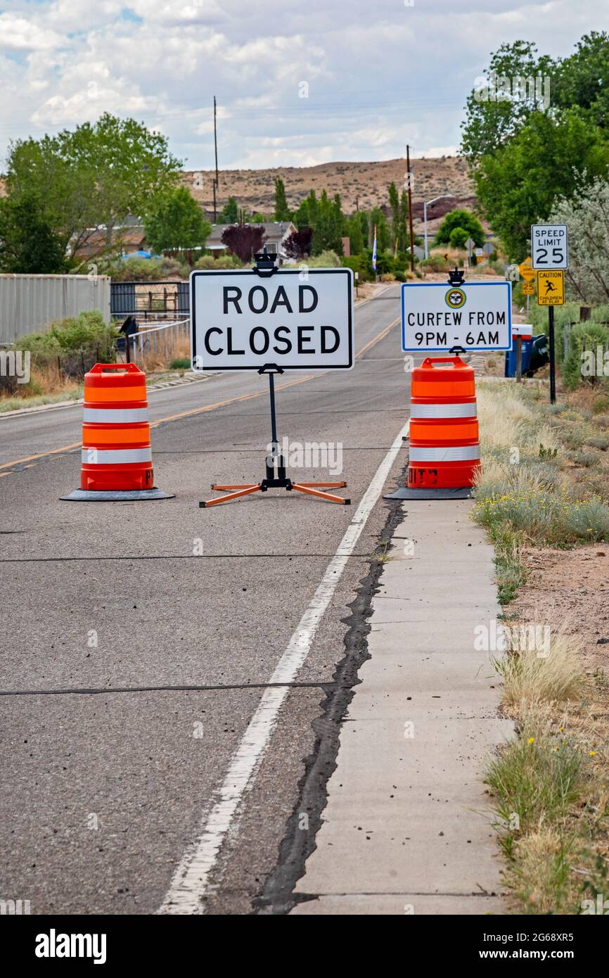 Isleta Pueblo, New Mexico - das Pueblo von Isleta und viele der anderen 19 indianischen Pueblos in New Mexico sind für Nichtmitglieder des Tribs geschlossen Stockfoto