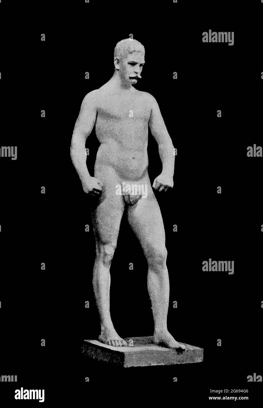 Der Boxer, der mit Erlaubnis von John Donoghue aus dem Buch „Leichtathletik und Männchensport“ von John Boyle O'Reilly, 1844-1890, veröffentlicht in Boston, vom Pilot Verlag im Jahr 1890, graviert wurde. FÜR DIEJENIGEN, DIE GLAUBEN, DASS EINE LIEBE FÜR UNSCHULDIGEN SPORT, SPIELERISCHE ÜBUNG. UND DIE FREUDE AN DER NATUR, IST EIN SEGEN, DER NICHT NUR FÜR DIE JAHRE DER KINDHEIT, SONDERN FÜR DAS GANZE LEBEN EINES MANNES BESTIMMT IST Stockfoto