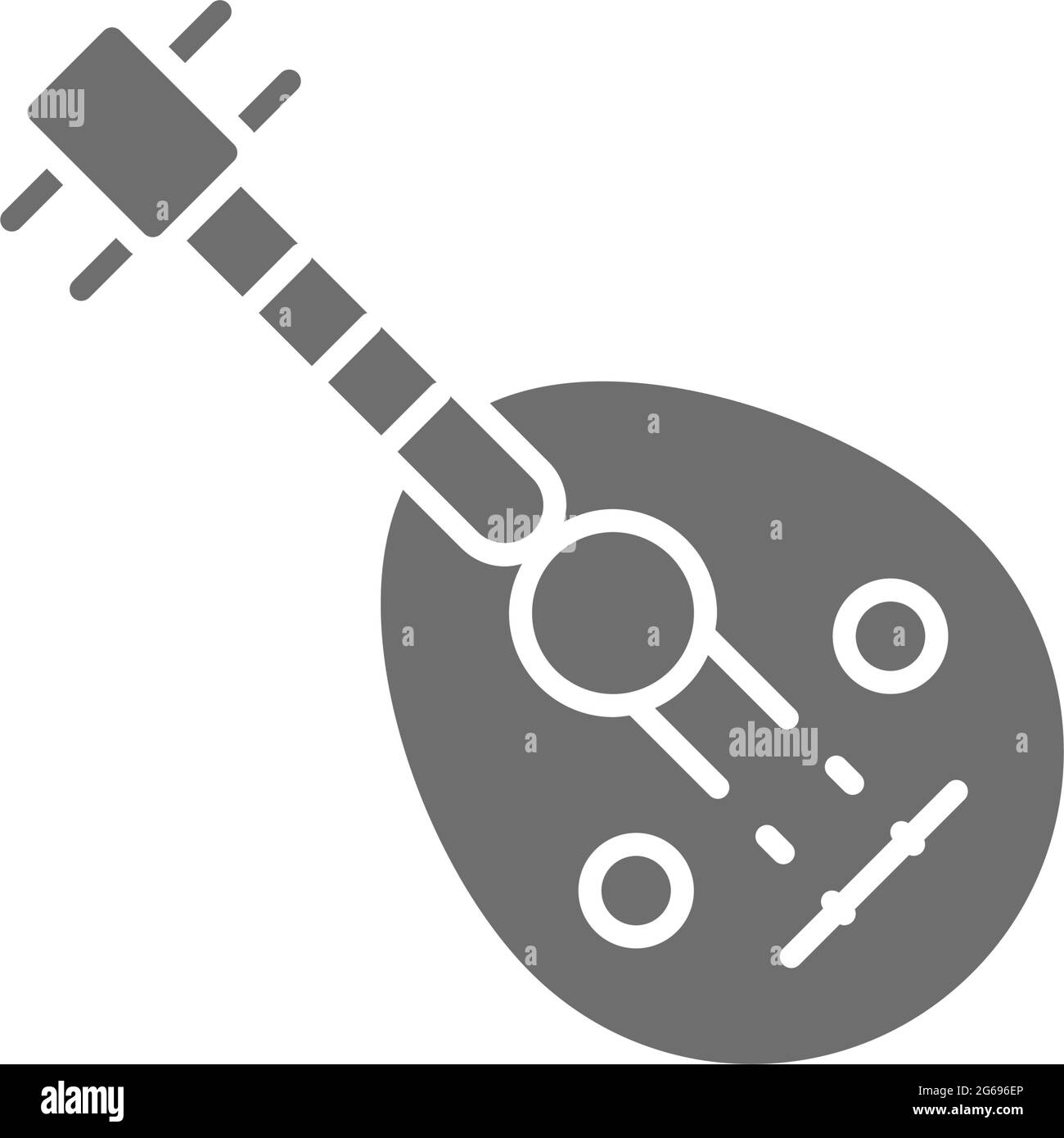 Oud, arabisches traditionelles Musikinstrument, graues Symbol. Stock Vektor