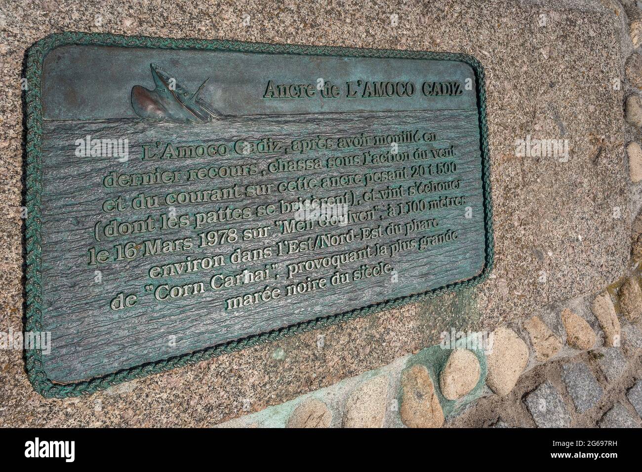FINISTERE (29) GEBIET BRETAGNE, PORTSALL, ANKER DES AMOCO CADIZ Stockfoto
