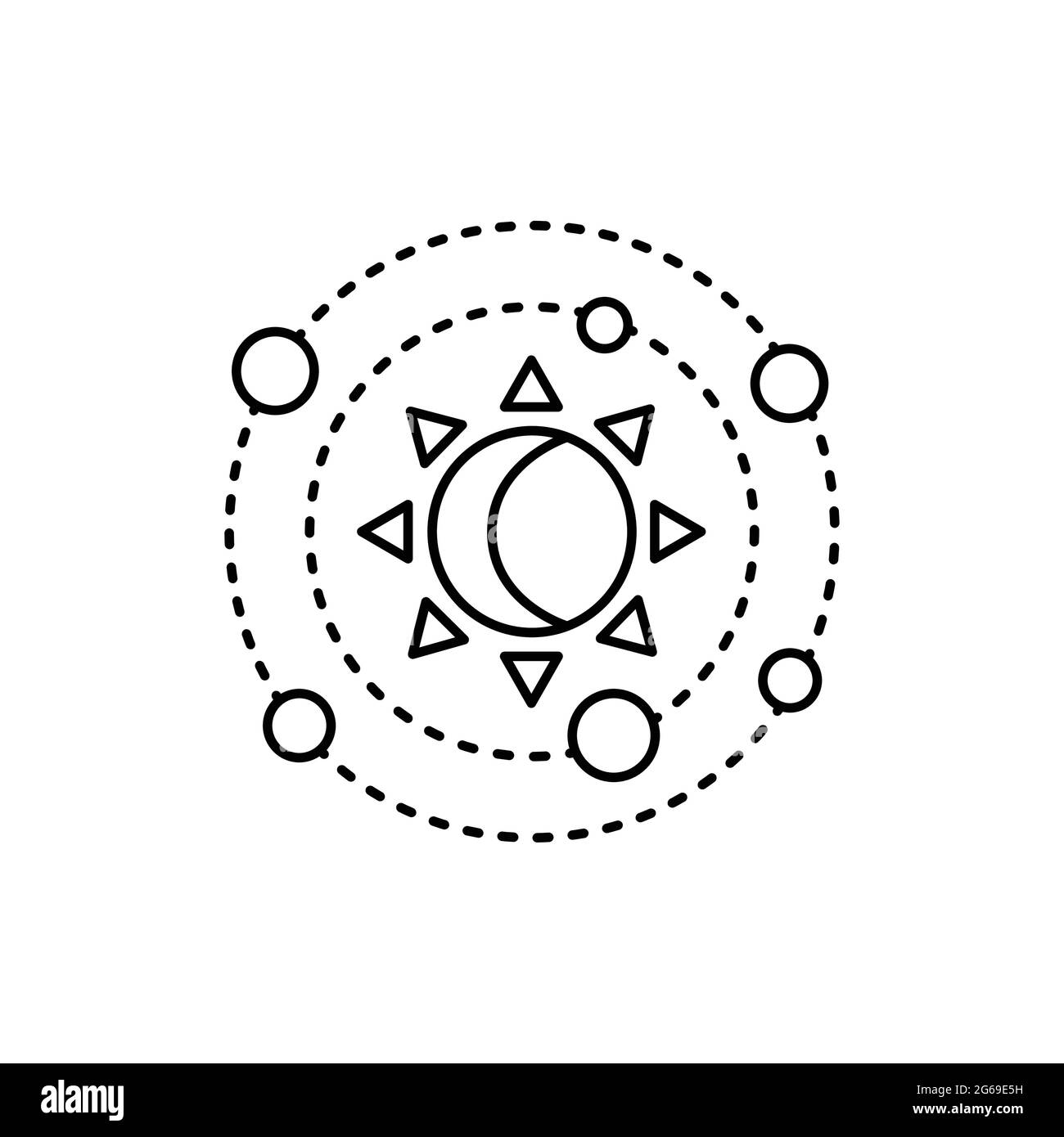 Symbol für die Astrologie-Farblinie. Isoliertes Vektorelement. Skizzieren Sie das Piktogramm für Webseite, mobile App, Promo Stock Vektor