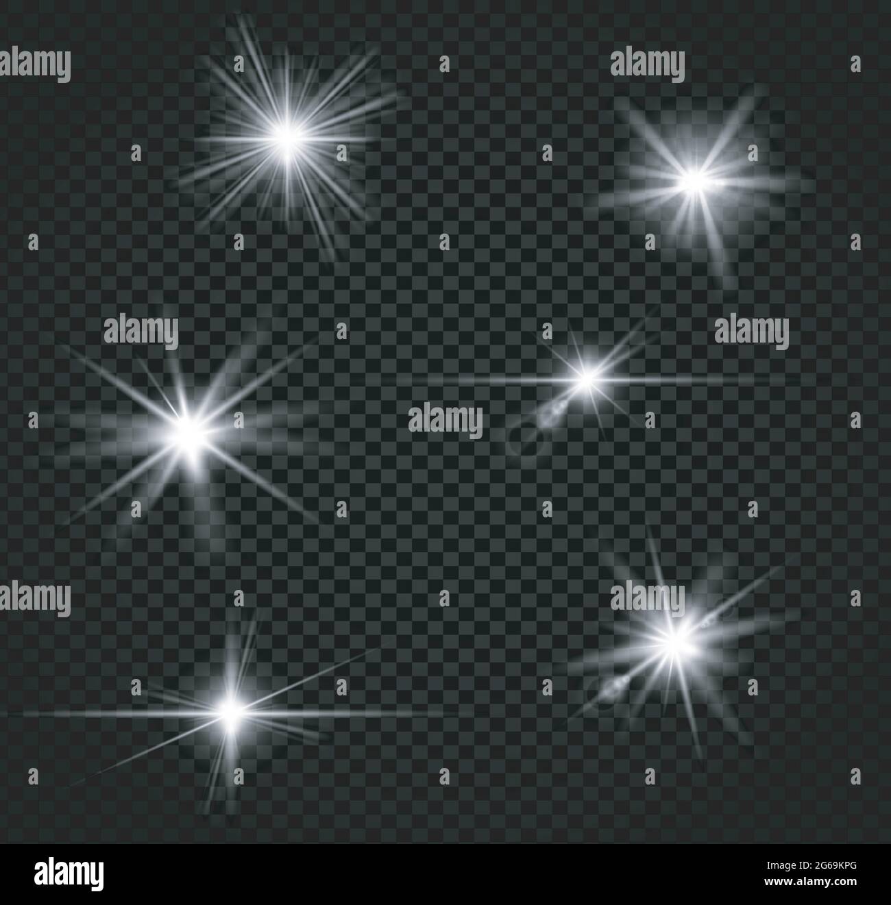 Weiß glühend transparent Lichteffekt Objektiv Flare Big Set Design Stock Vektor