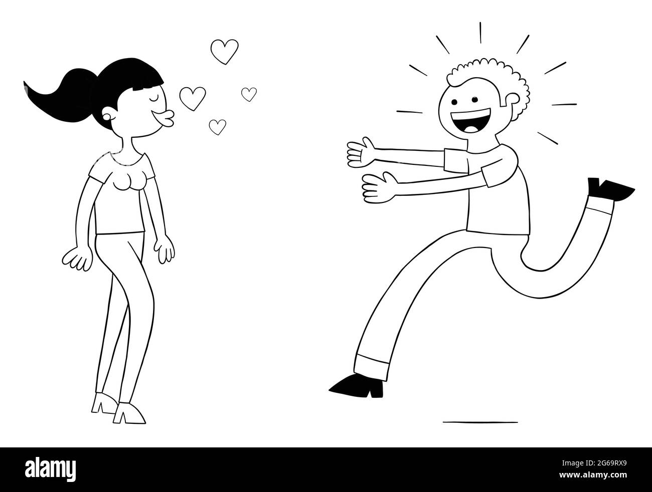 Fun Boy Girl Cartoon Outline Stockfotos Und Bilder Kaufen Seite 3 Alamy
