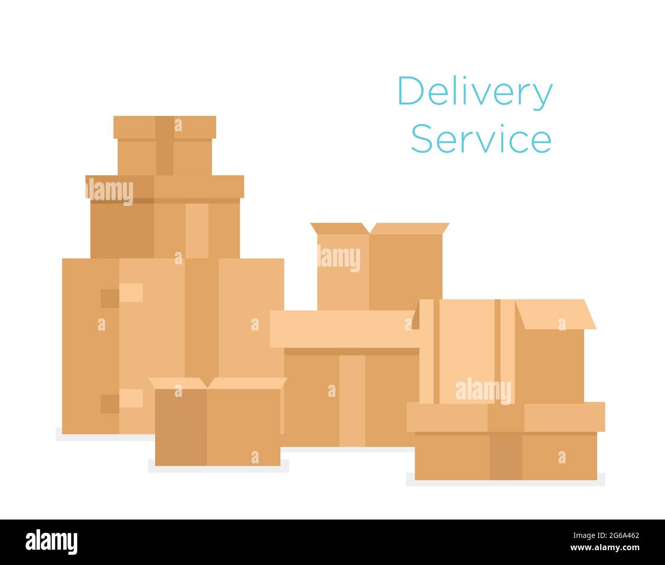 Vektor-Illustration des Stapels von gestapelten versiegelten Waren Kartons. Lieferkonzept im flachen Cartoon-Stil isoliert auf weißem Hintergrund. Stock Vektor