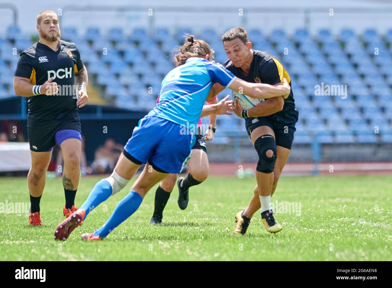 KHARKIV, UKRAINE - 4. JULI 2021: RUGBY 7. Ukraine Cup. Charkiw Stockfoto