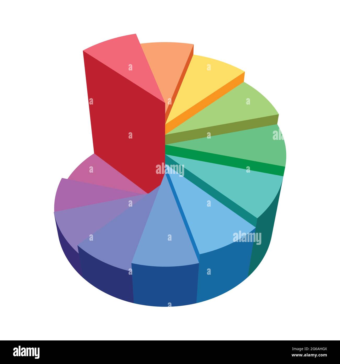 Abstrakte Infografik für Kreisdiagramme. Regenbogen Spektralfarbe 3D-Diagramm. Jährlicher Wachstumsbericht. Geeignet für Business-Plan, Bildung, Werbung e Stock Vektor