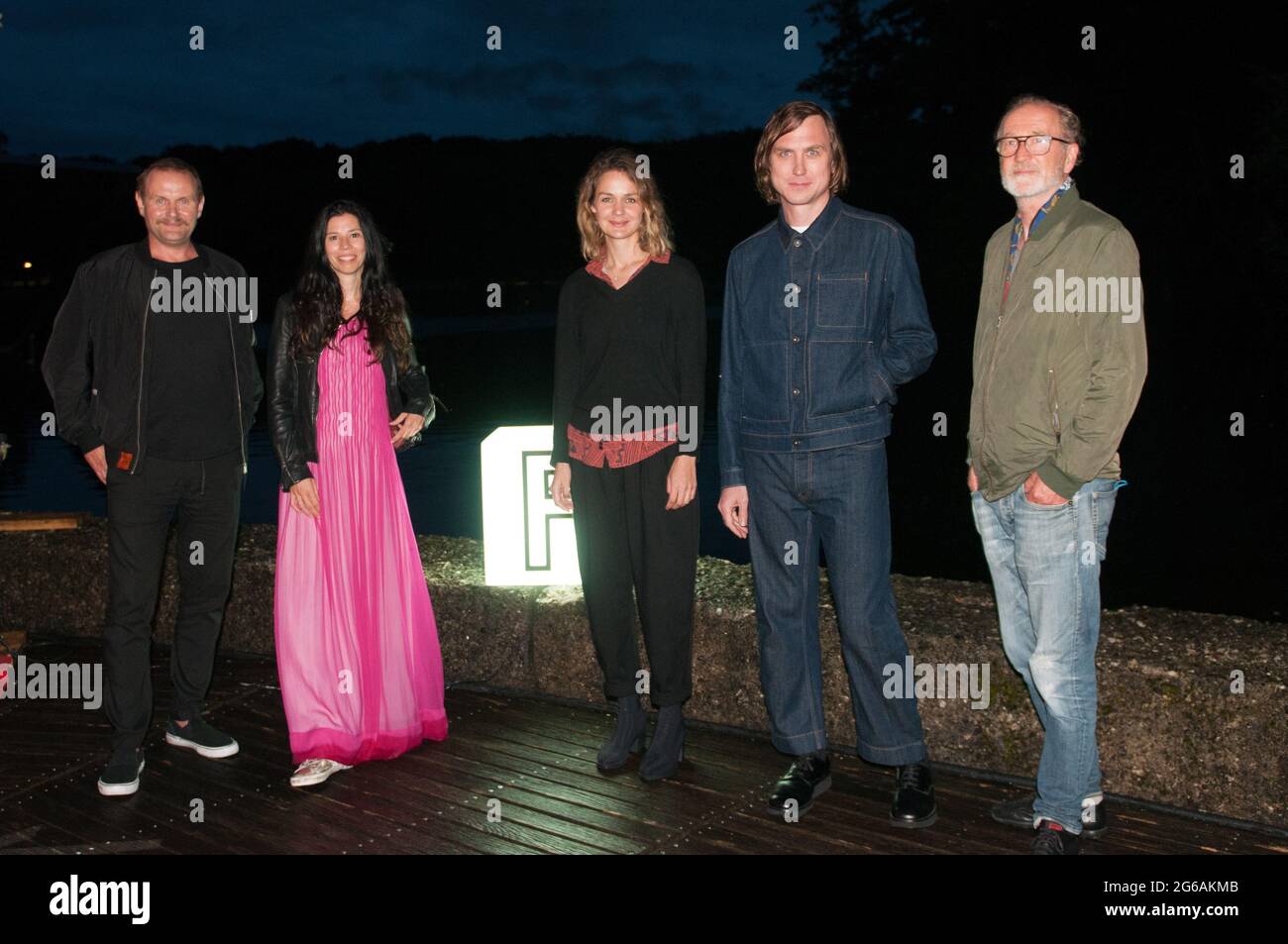 Lars Eidinger, Luise Heyer, Peter Lohmeyer, Franziska Stünkel und David Striesow beim Filmfest München 2021 Stockfoto