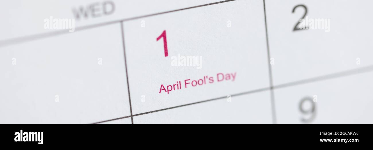 April Fools' Day ist im Kalender markiert Stockfoto